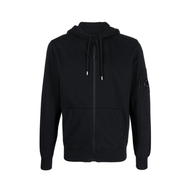 C.P. Company Light Fleece Zipped Hooded Sweatshirt Blue