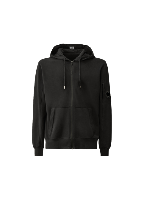 C.P. Company Light Fleece Zipped Hooded Sweatshirt Black