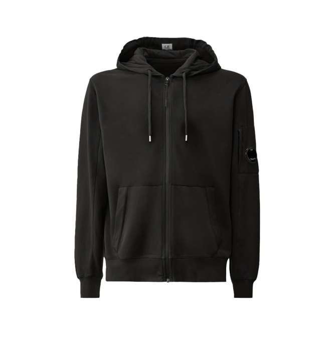 C.P. Company Light Fleece Zipped Hooded Sweatshirt Black