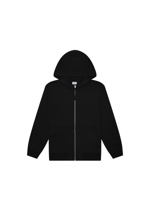C.P. Company Diagonal Raised Fleece Full Zip Logo Hoodie