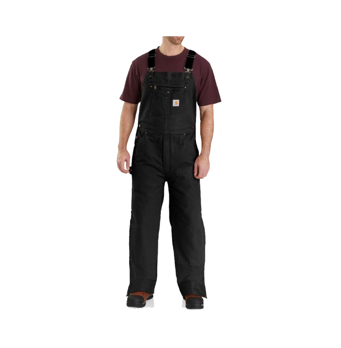 Carhartt Black Loose Fit Washed Duck Insulated Bib Overall