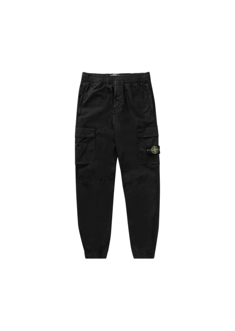 Stone Island Stretch Cotton Tela Paracadute Cargo Straight Pants Black