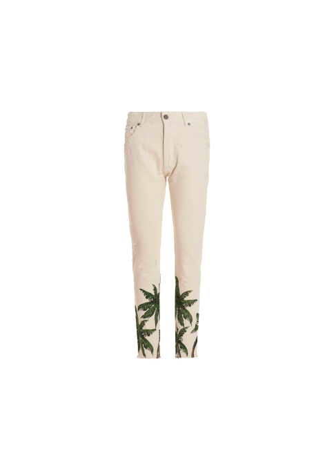 Palm Angels Palm Printed Distressed Jeans
